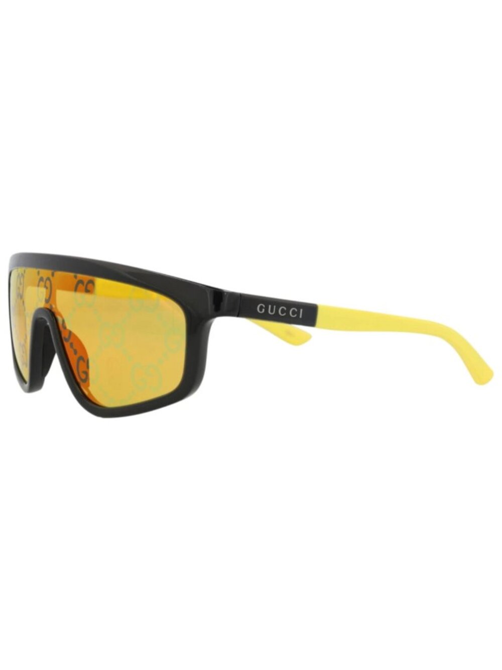 New Gucci Women's Sunglasses Shield Wrap Injection Frame Unisex Black Yellow
